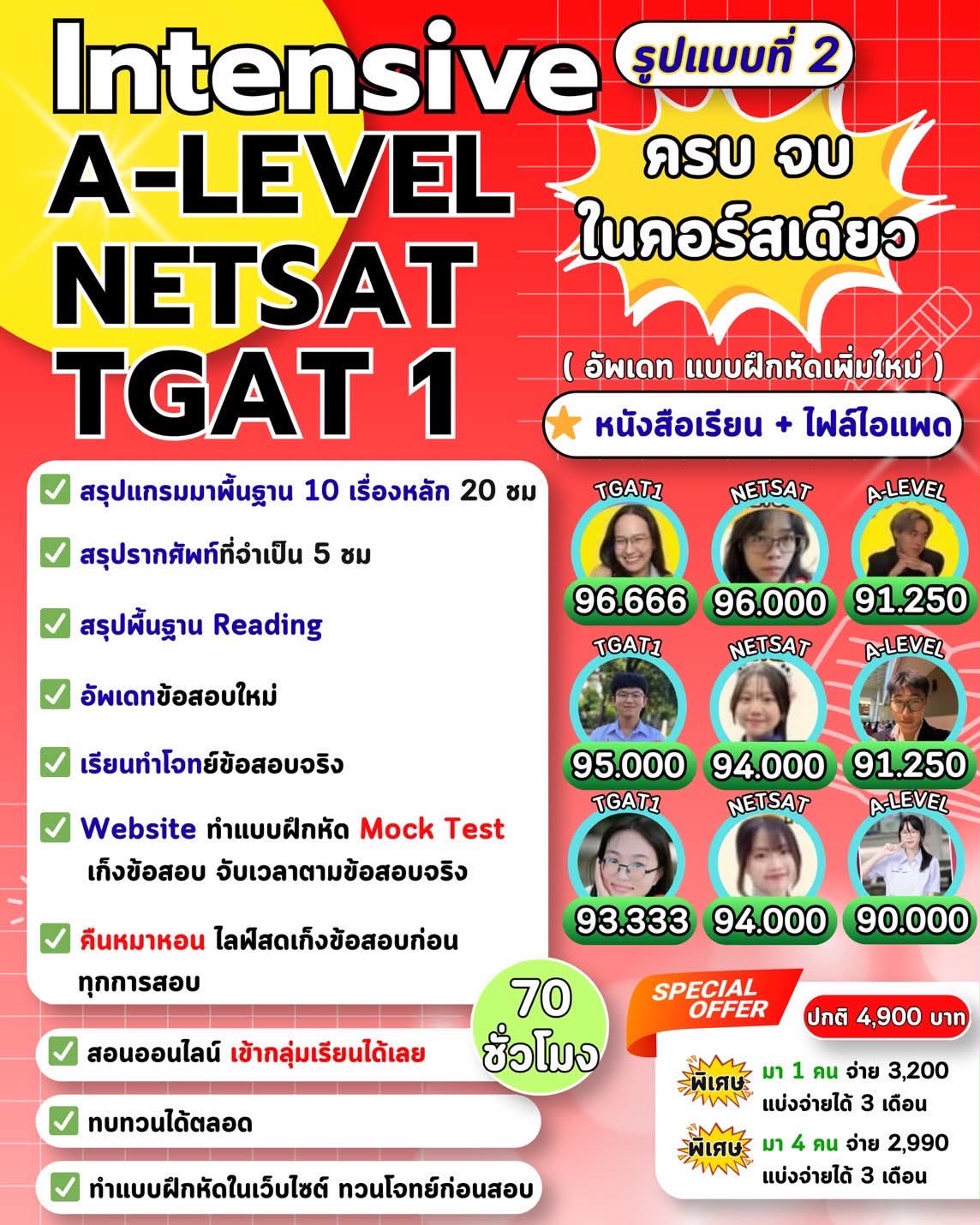 Intensive NETSAT + TGAT + A LEVEL 2569 รูปแบบที่ 2